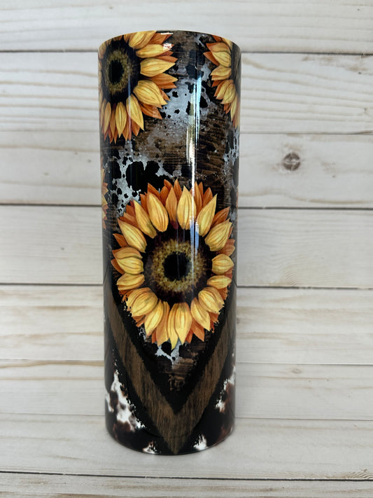 20oz Sunflower Cowhide Tumbler